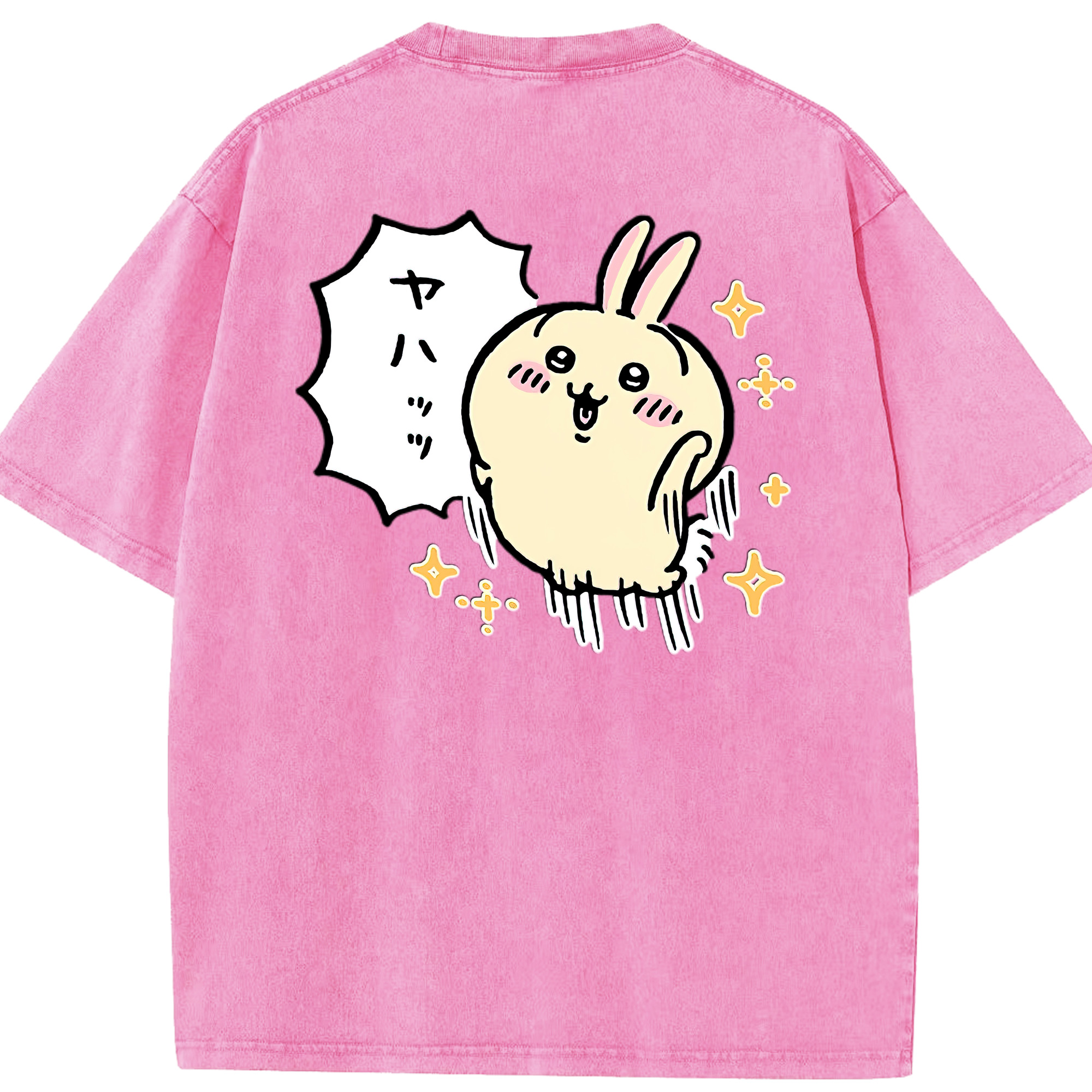 （画像用） ちいかわ うさぎ Chii-kawa usagi 綿100% ヴィンテージ風 半袖Tシャツ（背面プリント）